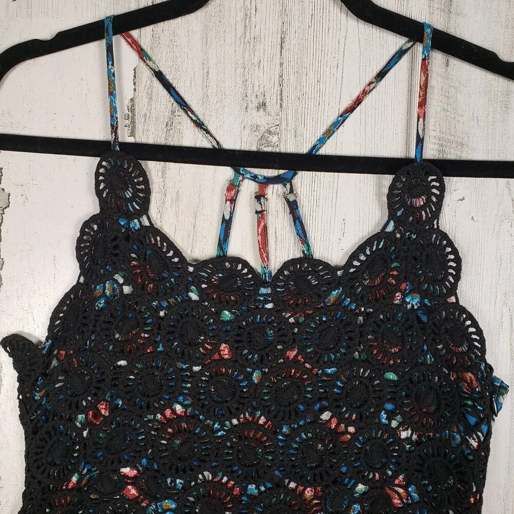 Sea Gypsies Lined Lace Mandalin Strappy Sleeveless Mini Dress Women's Size Small - Image 2