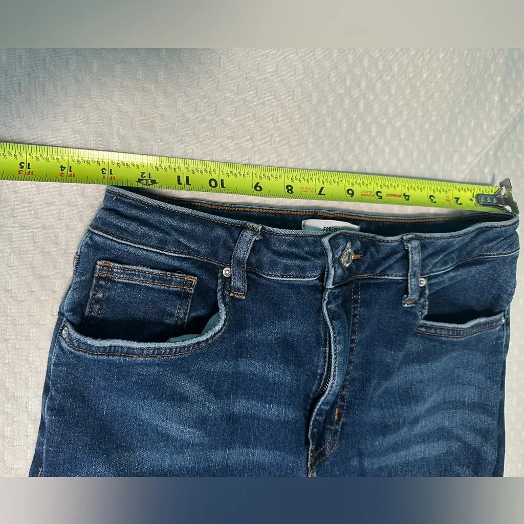 Forever 21 Dark Blue Distressed Flare Jeans - Image 6