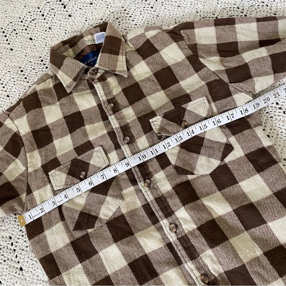 Hugo Valentino Buffalo Plaid Collared Button Down Shacket Brown/Cream (Small) Brown - Image 5
