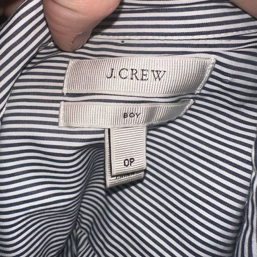 J Crew blue pinstripe preppy boy fit button down 0P top - Image 3