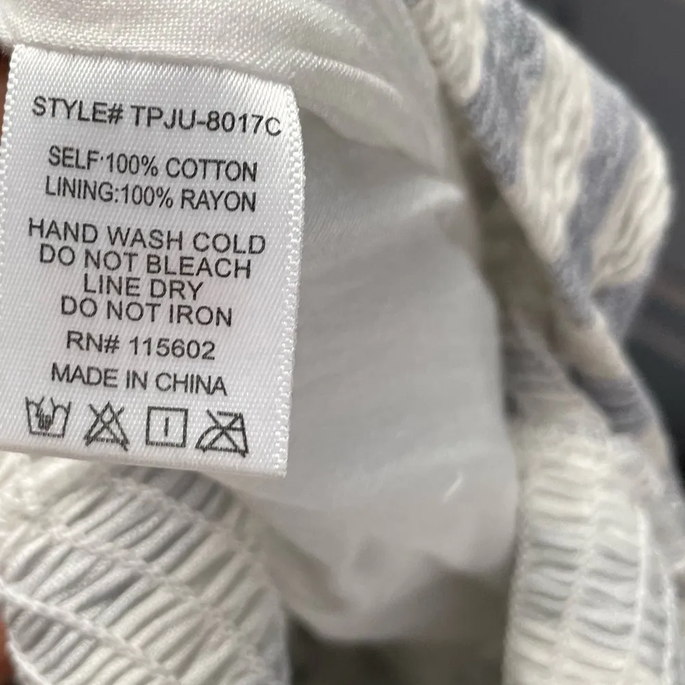 Skylar + Madison Wide Leg Stripe Off the Shoulder Jumpsuit in White Blue Size XS - Image 8