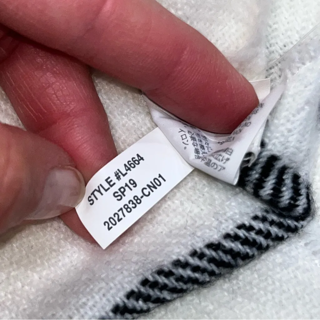 NEW J. Crew White & Black Windowpane Plaid Scarf Cape Wrap - Image 9