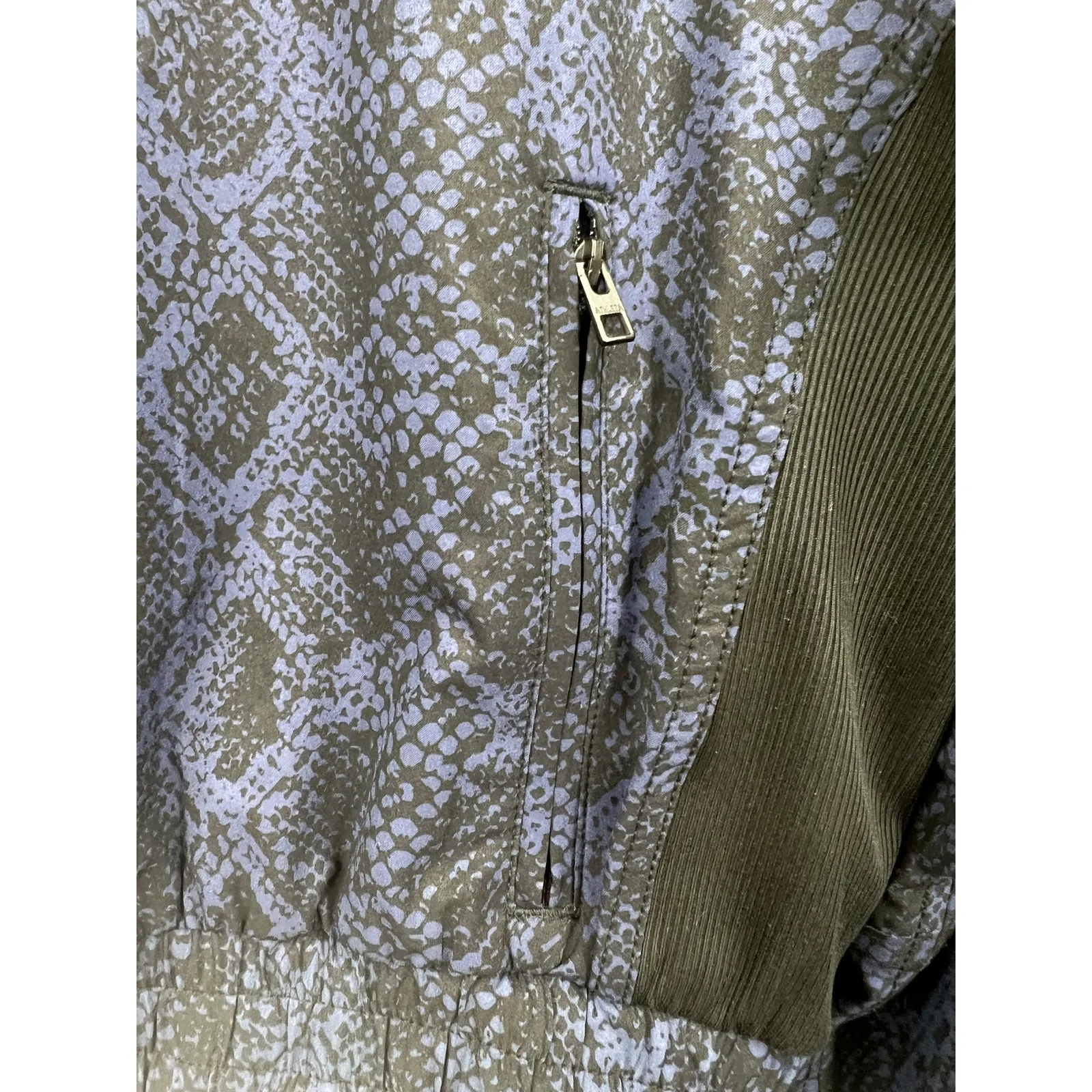 Athleta  Jacket Womens‎ Brooklyn Track Bomber Pullover Python Blue Size XXS - Image 4