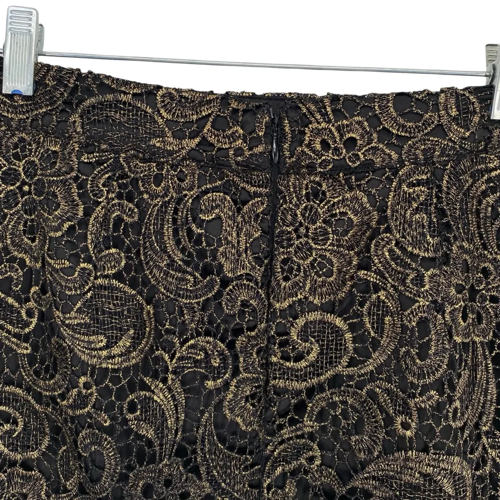 Gianni Bini Black and Gold Lace Overlay Pencil Skirt - Image 6