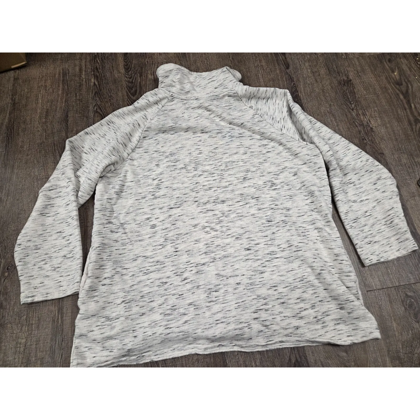 Chicos Quarter Zip Quilted Pullover Sweater Size 2 - Large Beige Marled Knit - Image 6