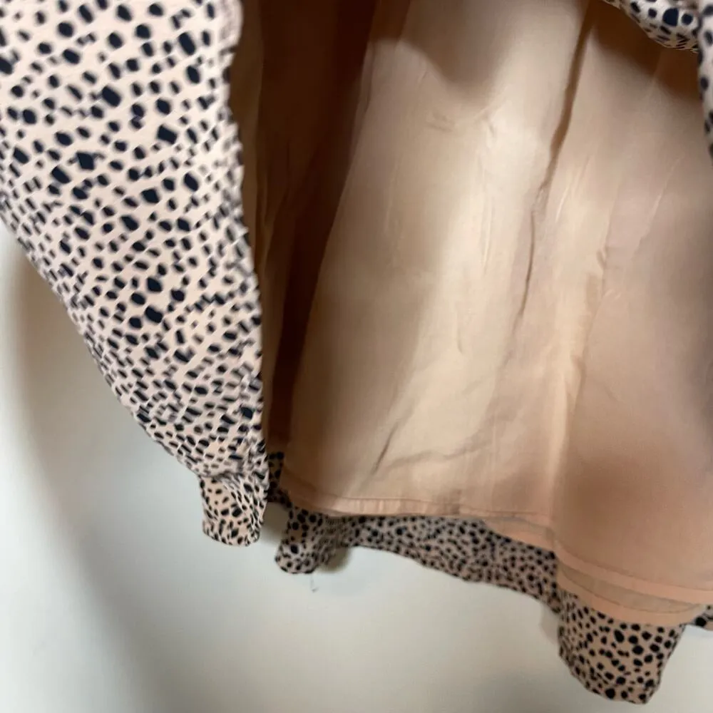 BURU Leopard Print Drawcord Tiered Pull On Mini Skirt Brown Womens S/M - Image 4