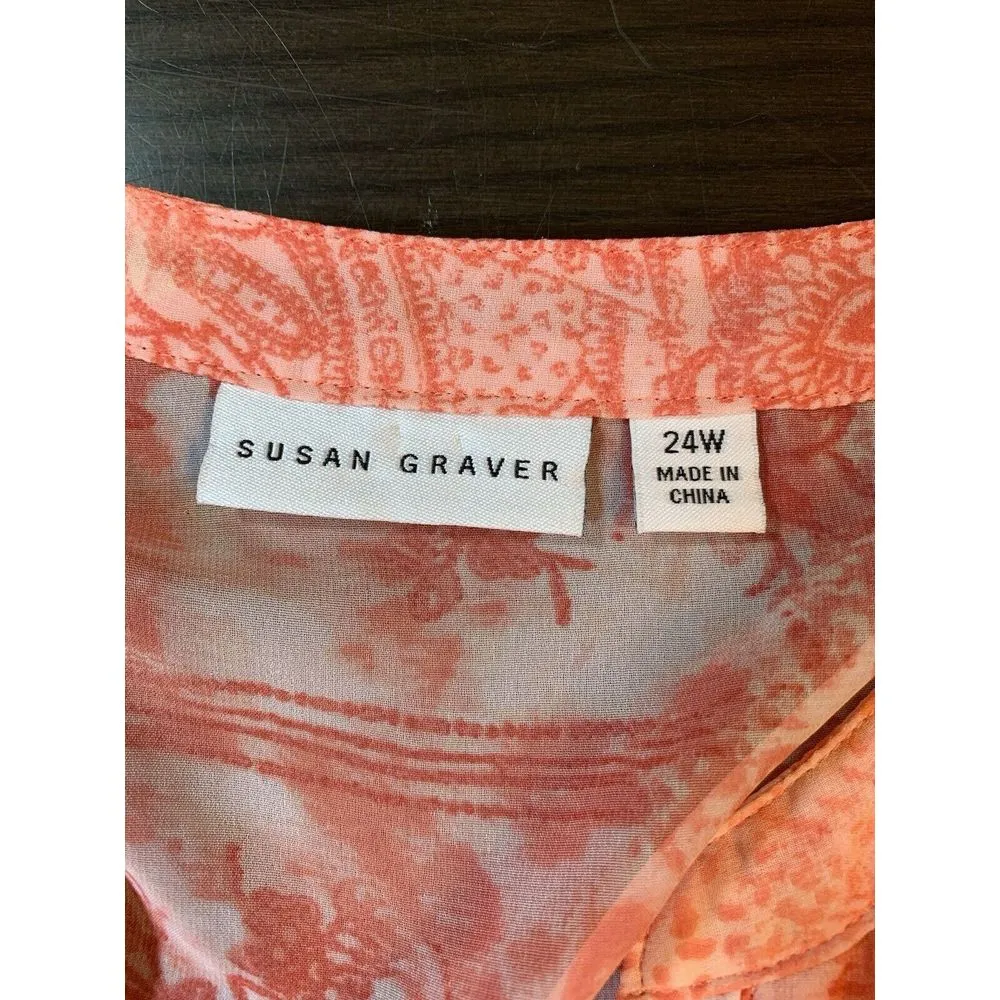 Susan Graver QVC Tunic Womens Pllus‎ Sz 24W Floral Chiffon Sheer Tiered Feminine - Image 5