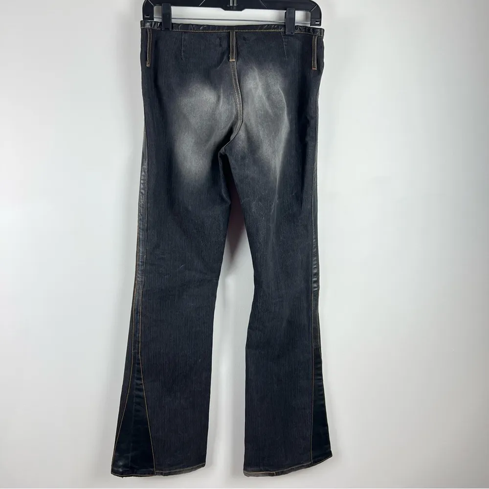 Allen B. by Allen Schwartz Leather Waistband Bootcut Jeans Size 30 USA Made Y2K Black - Image 3