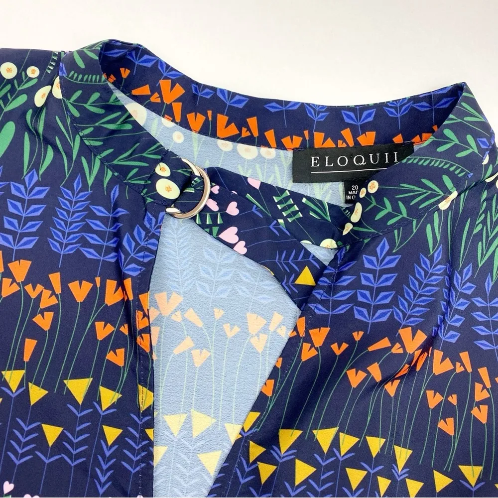 Eloquii Floral Heart Striped Keyhole Boho Bohemian Midi Dress - Image 10