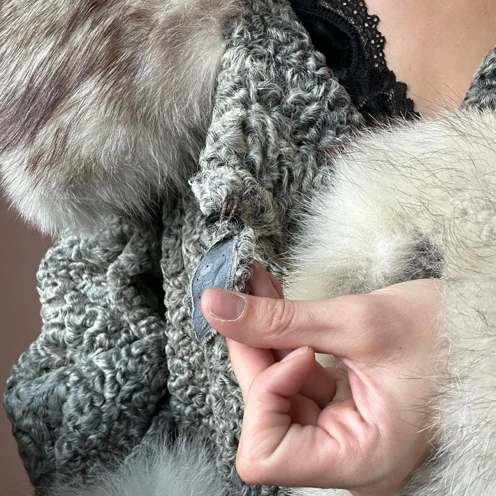 vintage penny lane sherling afghan coat silver persian lamb Gray Size M - Image 3