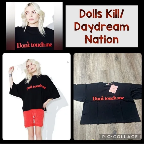 Dolls Kill/Daydream Nation “Don’t Touch Me” Black Graphic Tee - Image 2