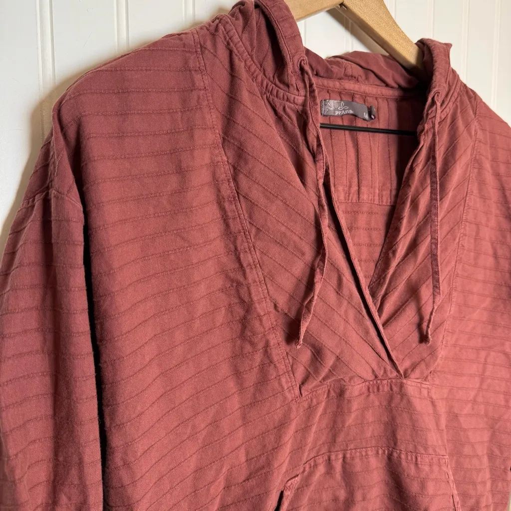 Prana Farin Hooded Pullover Organic Cotton Brick Red Women’s Size Medium - Image 3