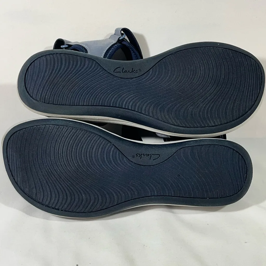 CLARKS CLOUDSTEPPERS MIRA BAY STRAPPY SANDAL CUSHION SOFT 10M BLUE PREOWNED - Image 9