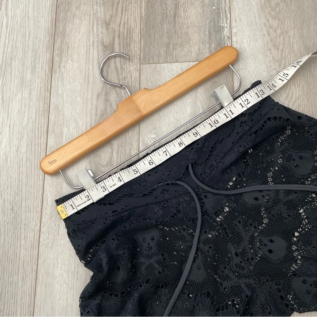 Skull Lace Pants sheer wide leg womens Black (medium) goth whimsigoth vacation - Image 2