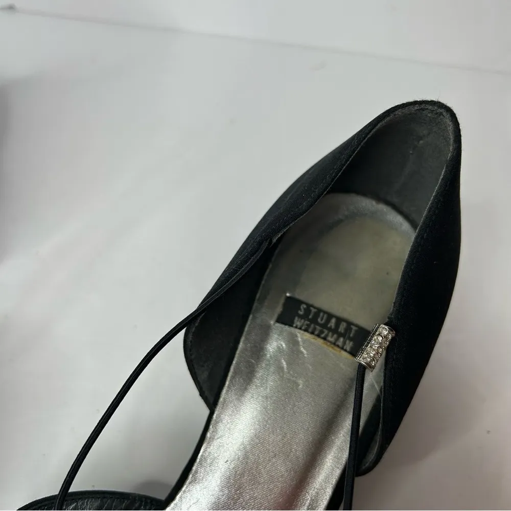 Vintage 90s 1990s Black Chunky Heel Pumps Mary Jane Strap 9.5 - Image 7