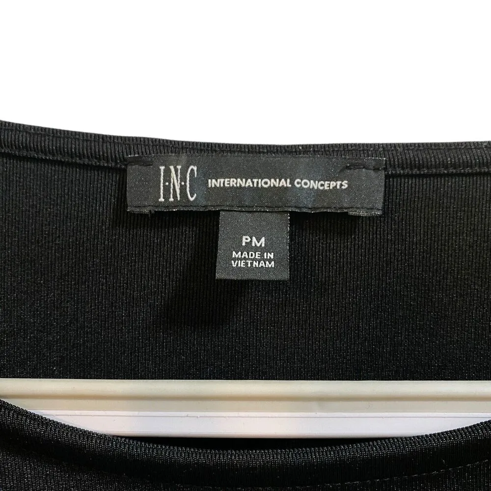 INC Long Sleeve Women’s PM Petite Med Jersey Black Semi Crop Goth Gothic Emo - Image 2