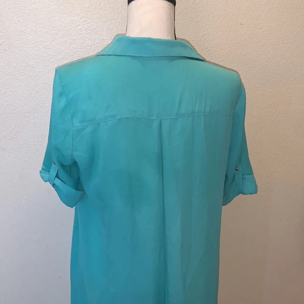 Tea N Rose  blue lightweight button Down asymmetrical dress - Image 8