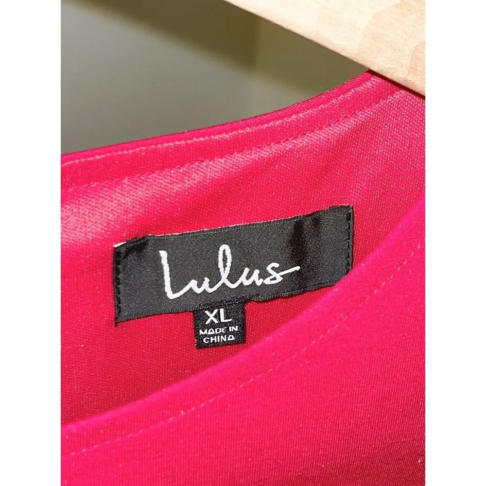 Lulus Women's Sheath Lined Dress Casual Ruffle Flounce Sleeve Zipper Red XL NWT - Image 3