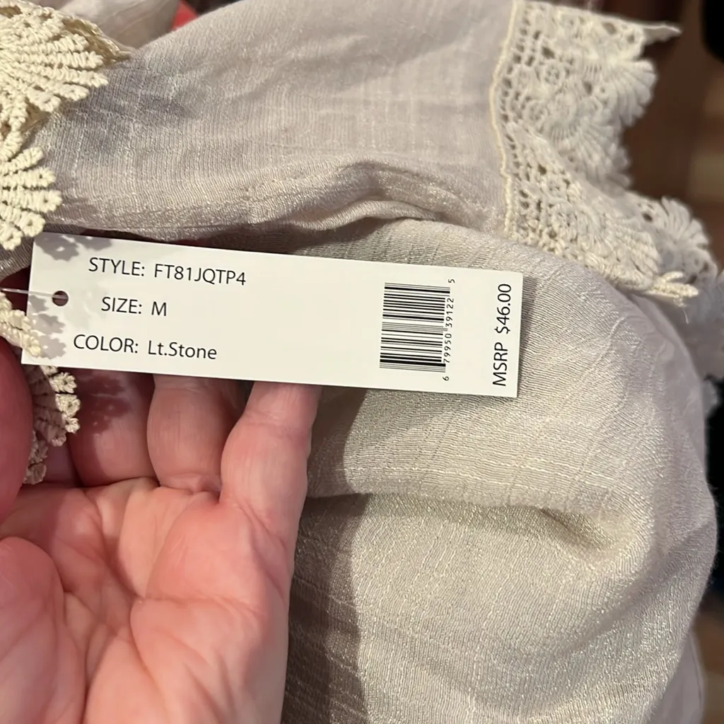 NWT ZAC & RACHEL Boho Peasant Gauzy Flowy Square Neck Blouse Women’s Med Gauze - Image 12