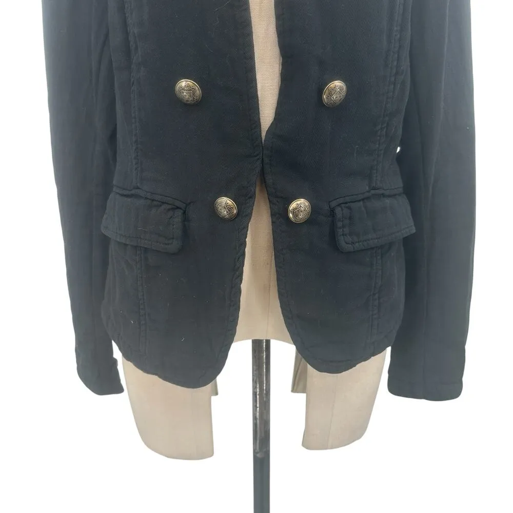 Free People Jagger Blazer Black‎ Military Button Front Cotton Size Medium - Image 5