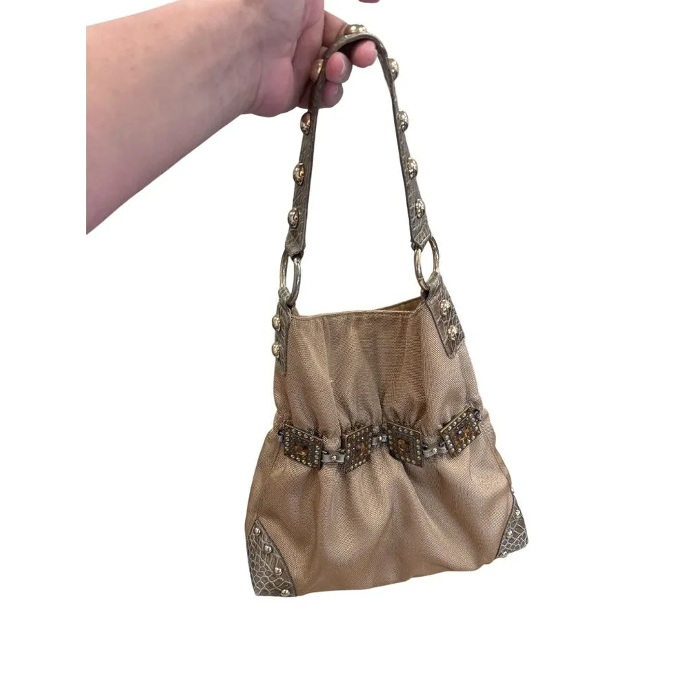 Kathy Van Zeeland Womens Gold Retro jeweled  Hobo Handbag SKU 7811 - Image 14