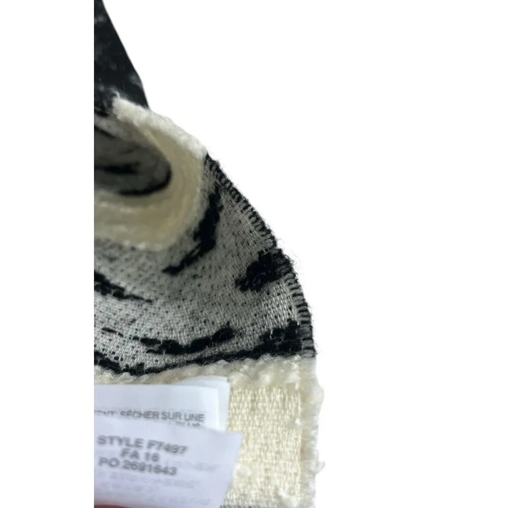 J. Crew Scarf Black Cream Tassels Wrap White Rectangle - Image 7