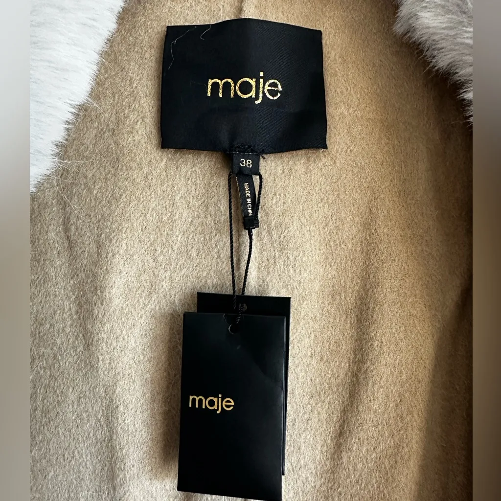 Maje Galaxyru Double‎ Faced Coat with Gray Fur- NWT size medium - Image 7