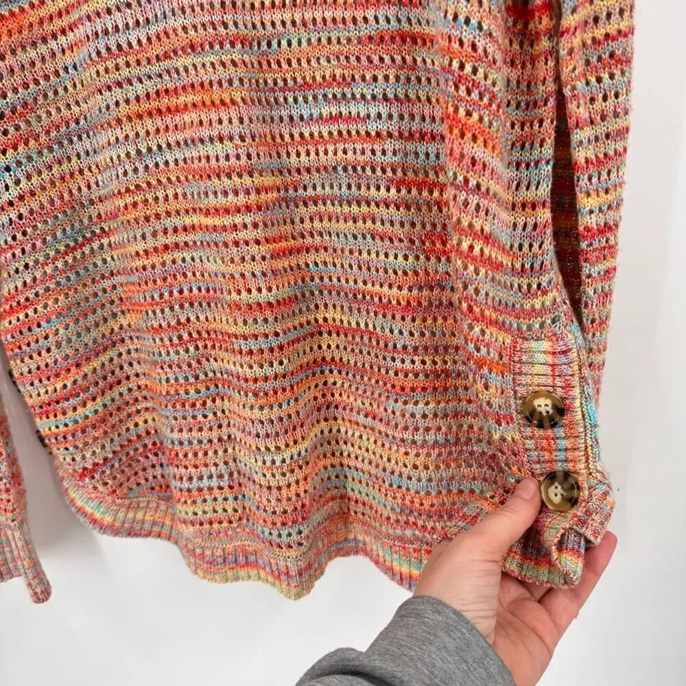 John Paul Richard Women Beachy Knit Sweater XL Fisherman Coastal Rainbow Colorfu - Image 9