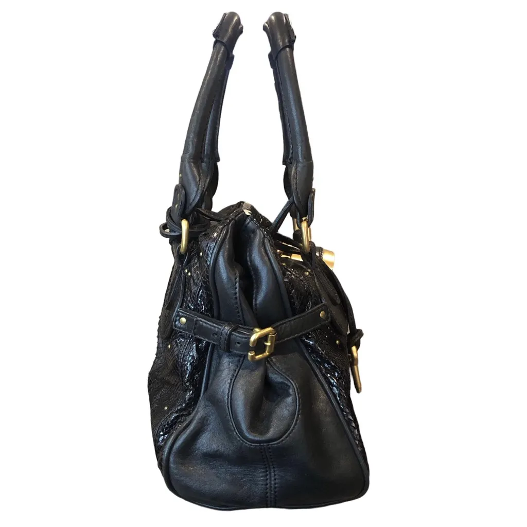 CHLOE PADDINGTON Mini Black Croc & Black Leather
Satchel with Lock & Key NWOT - Image 5