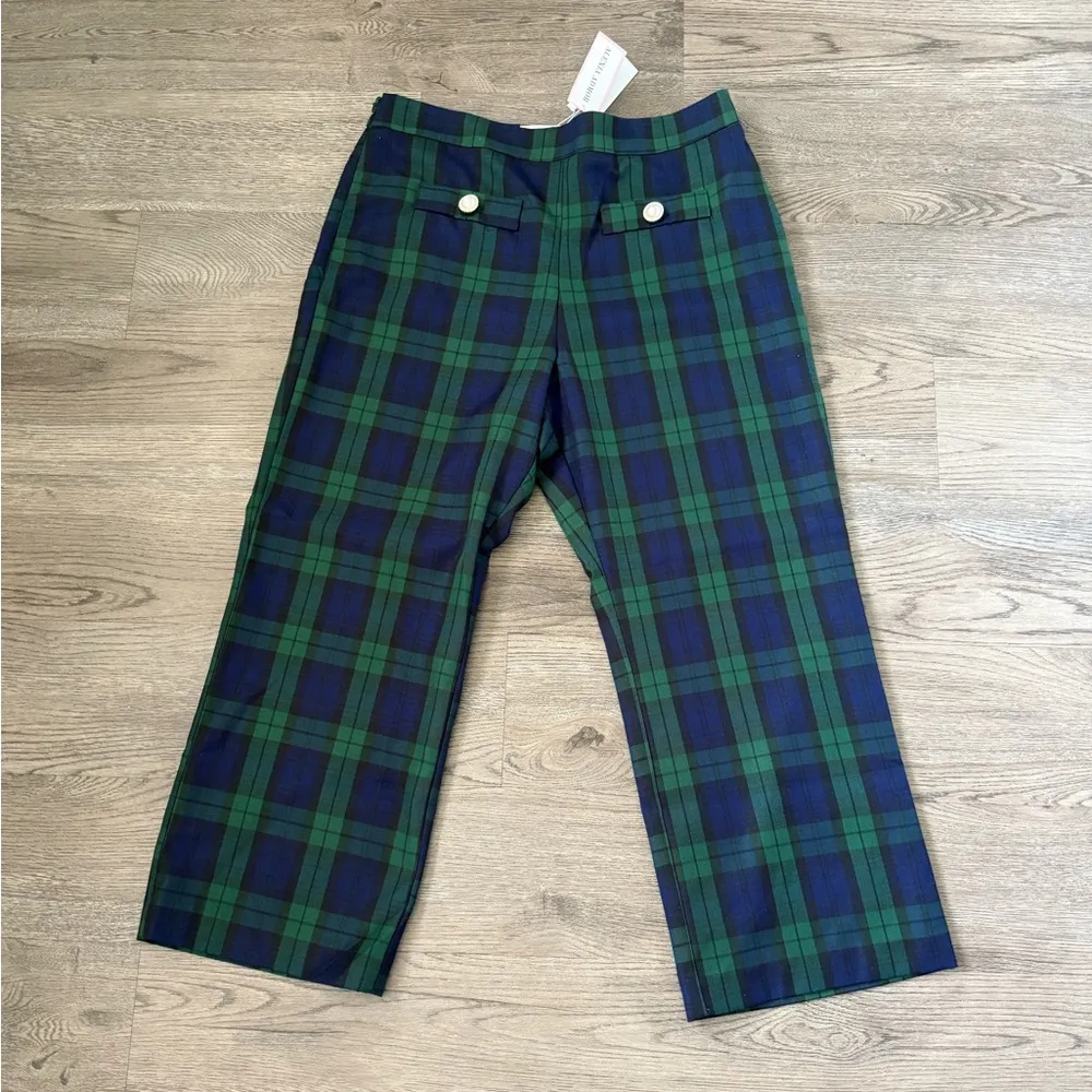 Alexia Admor Jayden Wide‎ Leg Cropped Pants - Size 14 - Green Plaid - NWT - Image 3