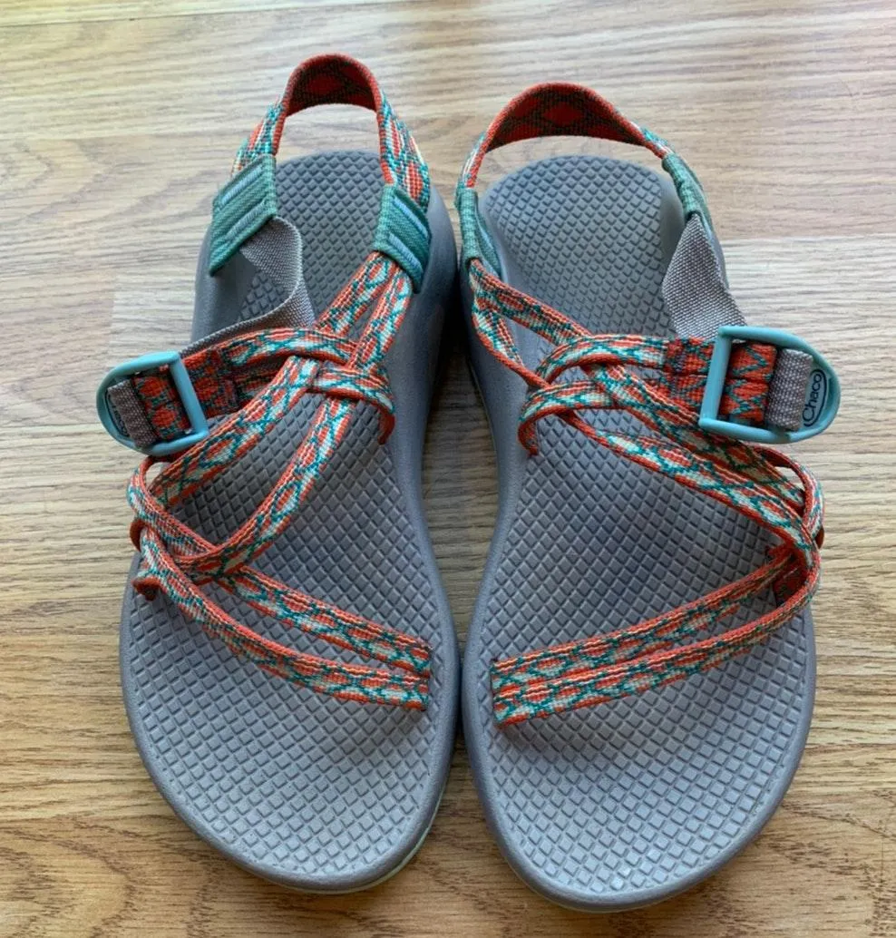 Double Strap Sandals Gray Blue Orange - Image 2