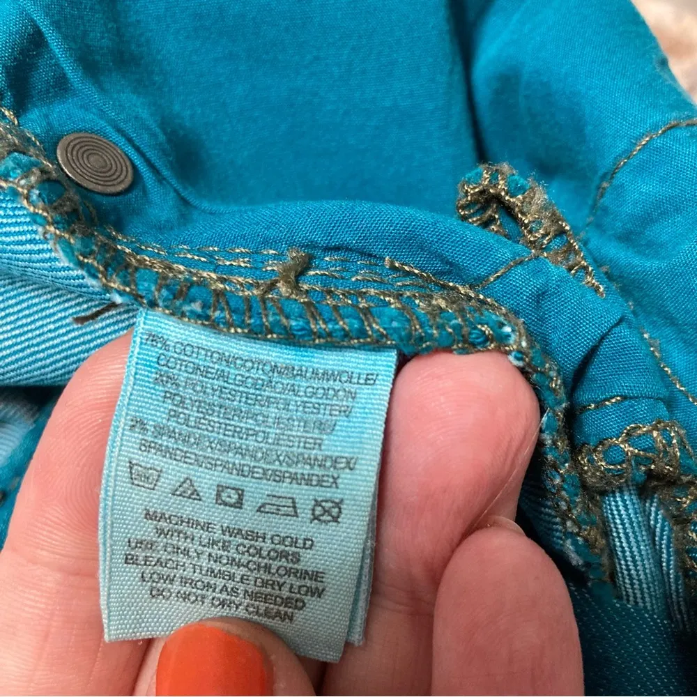 Free People Teal Light Weight Jeans - Image 7