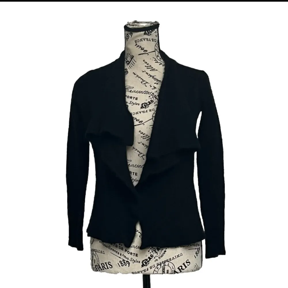 100% Cashmere Waterfall Cardigan Black XS – Goth Grunge Witchy Vampy Minimalist - Image 2