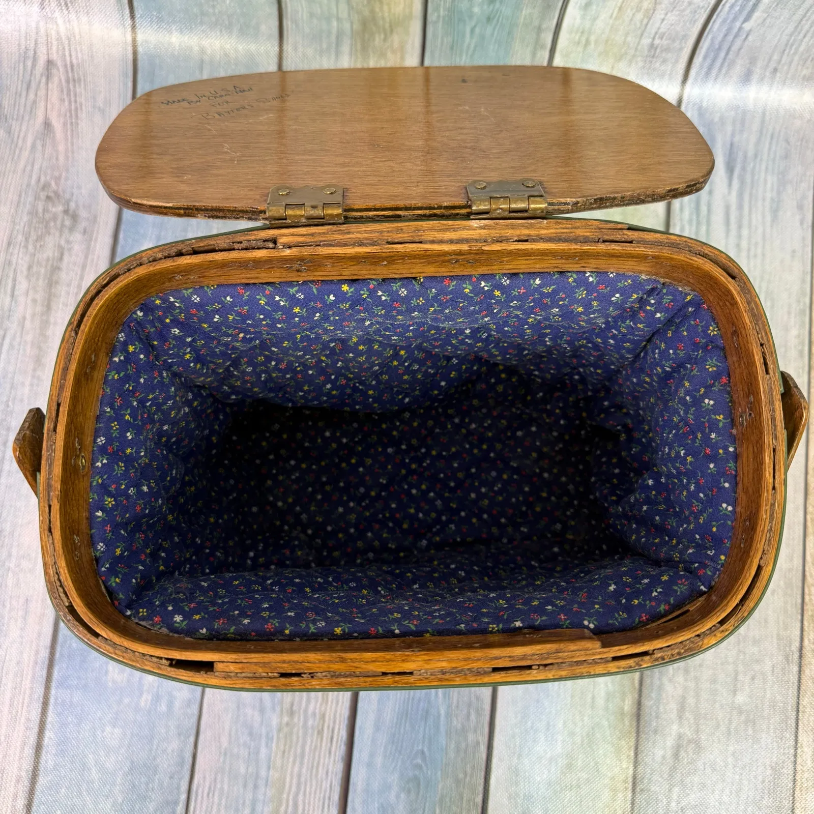 Caro Nana Basket Purse Signed Vintage Victorian Painted House 1960s Lined Brown - Image 7