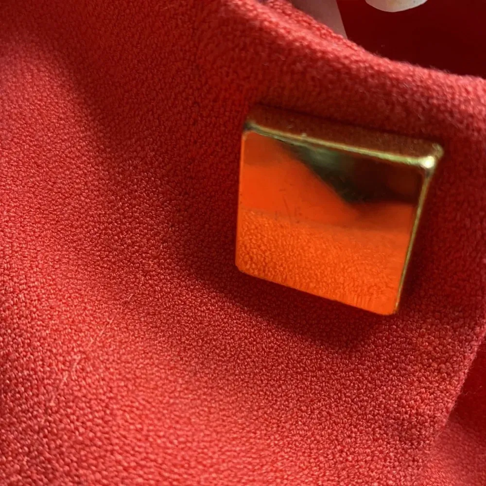 Chicos Size 3 Deep Coral‎ Blazer Gold Closure Crepe Swing Jacket Coat Chico’s XL - Image 8