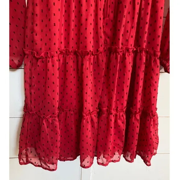 Trixxi Girl Red Black Sheer Dot‎ Party Dress Goth Red Devil Vamp - Juniors XL - Image 10