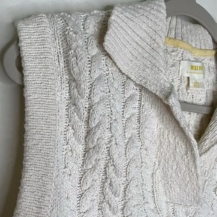 Maeve by Anthropologie Cotton/Wool Blend Polo Collar Crop Cable Knit Sweater XS - Image 6