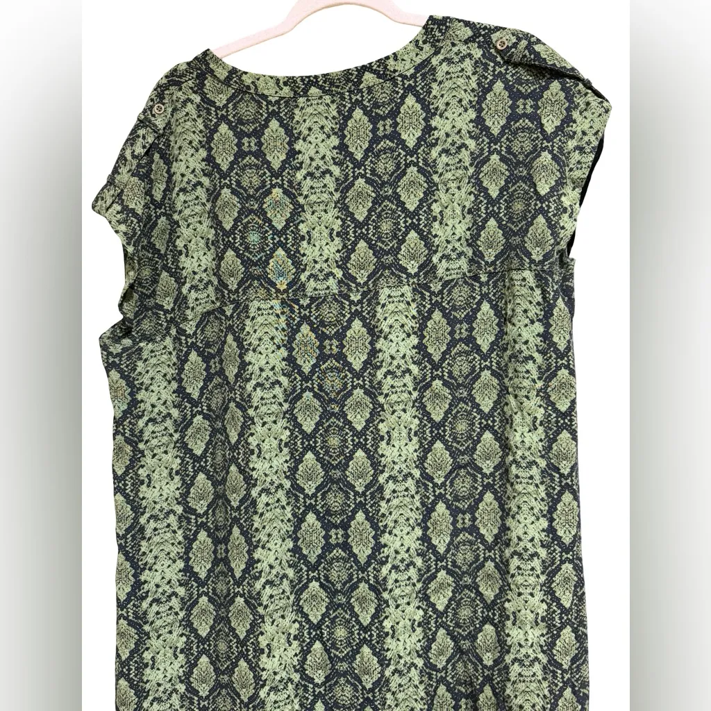 🐍 Anthropologie Rachel Tunic Dress – Green & Black Snake Print - Size Large - Image 8