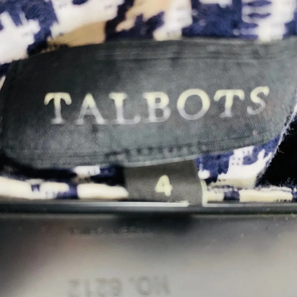 Talbots Houndstooth Plaid Navy & White Straight Pencil Woven Skirt Size 4 Small - Image 5