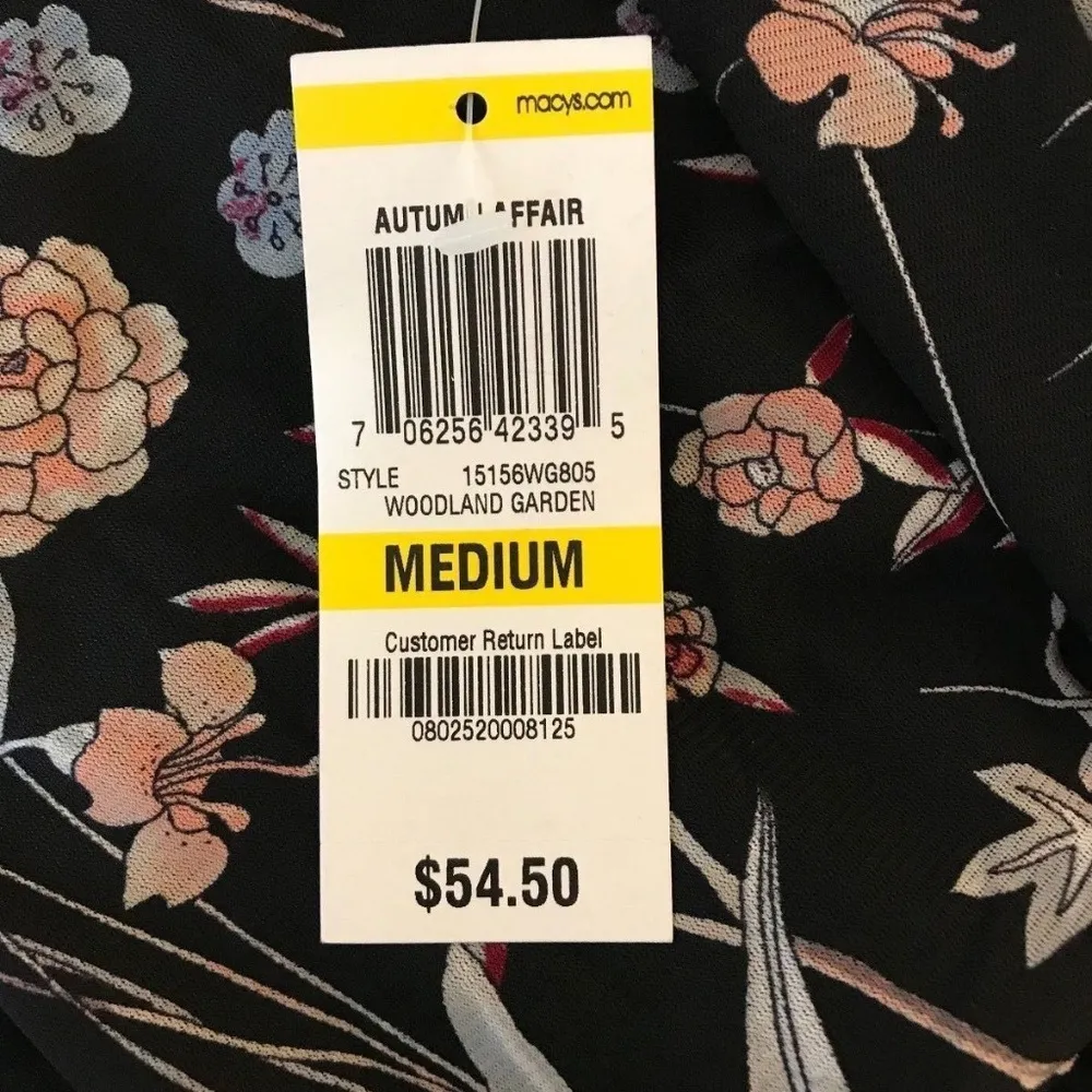 Style & Co Black Floral Dress Medium Knee Length - Image 7