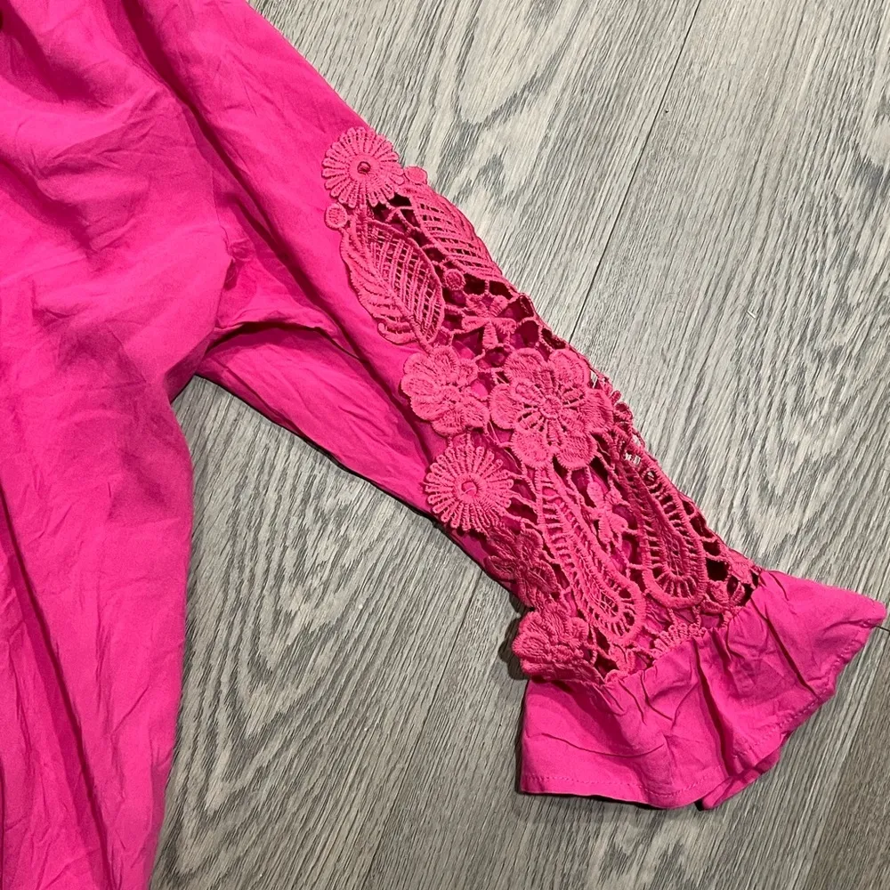 Women’s Brand New Rusttydustty Pink Large Floral Sleeve Shirt - Image 2