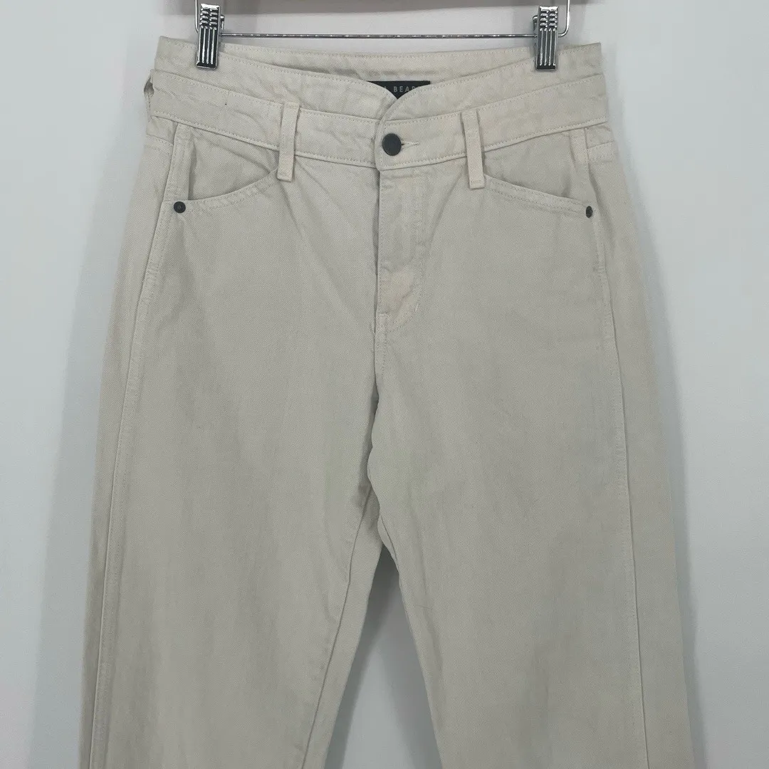 Veronica Beard Blake Straight High Rise Notch Waistband Jeans Ecru Size 26/2 - Image 4