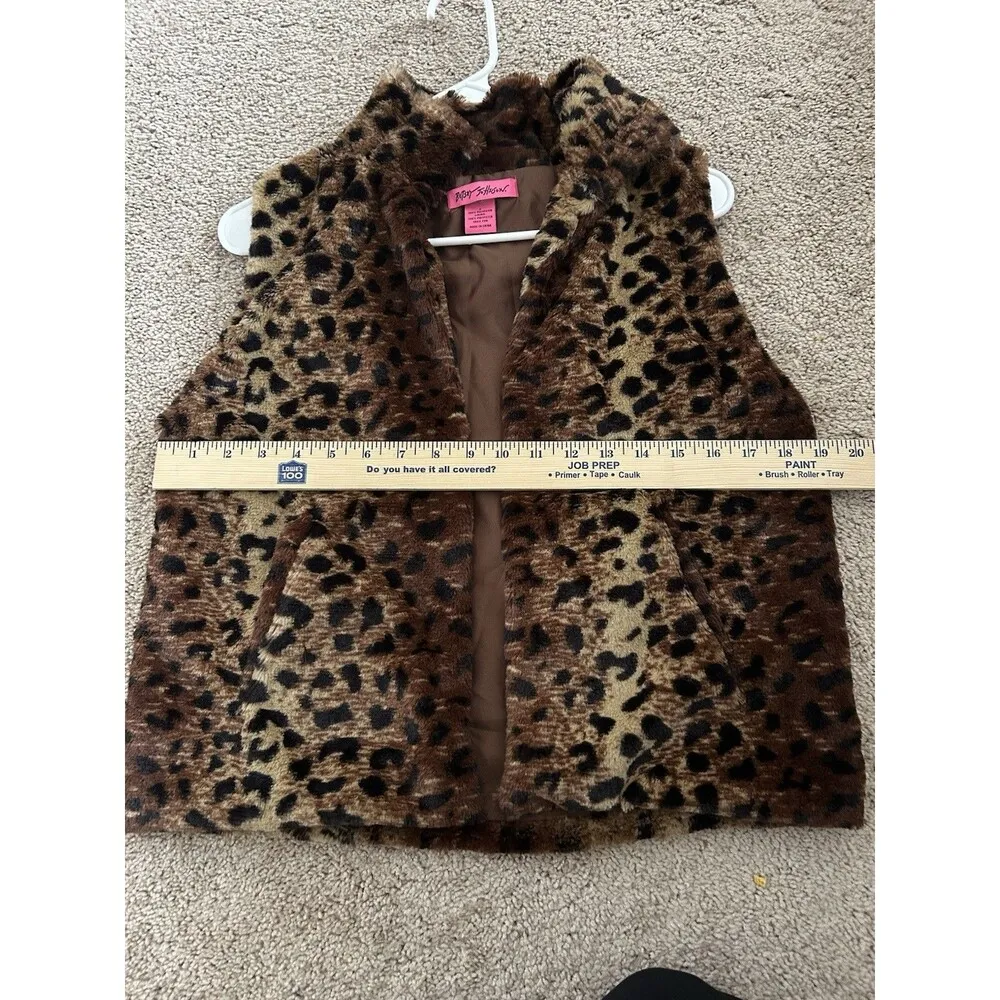Betsy Johnson Faux Fur Leopard/ Cheetah Print Vest Size Small Unique & Bold - Image 7