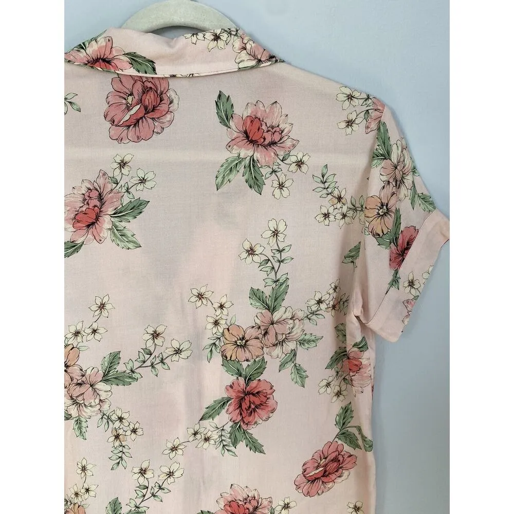 Yumi Kim Beauty Rest Floral Pajama Top Shirt Deep Love Hazel Pink XS EUC Button - Image 8