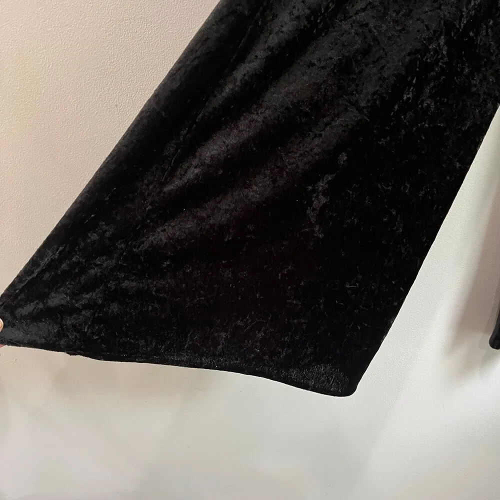 Vintage Y2K Silver Wear Burnout Velvet Wide Leg Cropped Pants Size S Black - Image 5