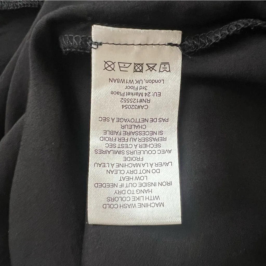 Anthropologie Dolan Women’s Little Black Satin Wide Leg Flutter Sleeve Jumpsuit - Image 10