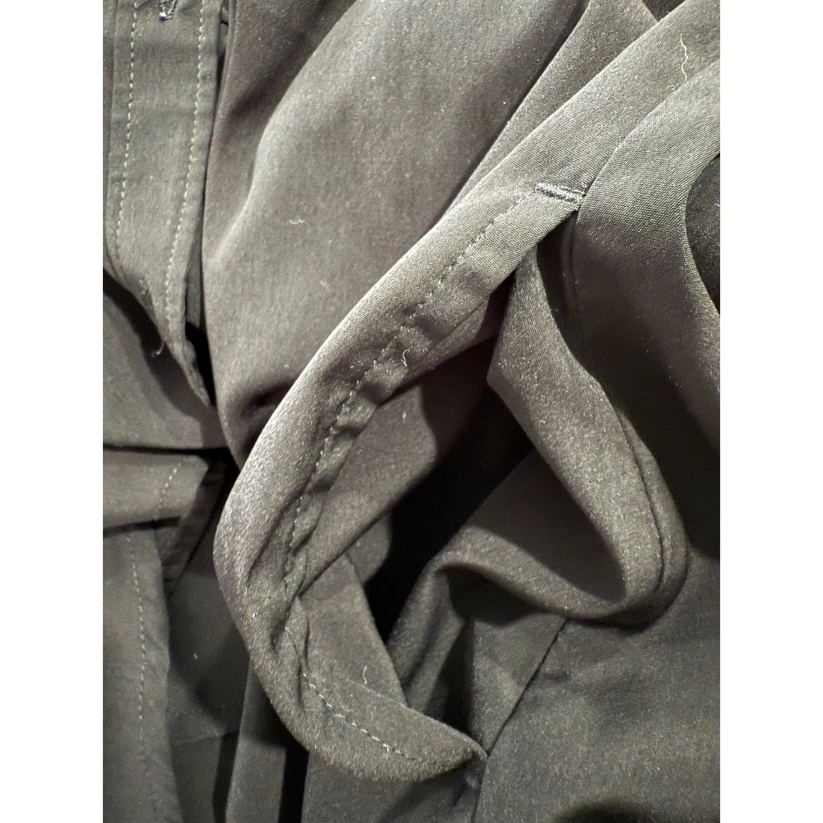 Abercrombie & Fitch Black Dress Ruffle Neck Long Sleeve Tie Waist Medium button - Image 7