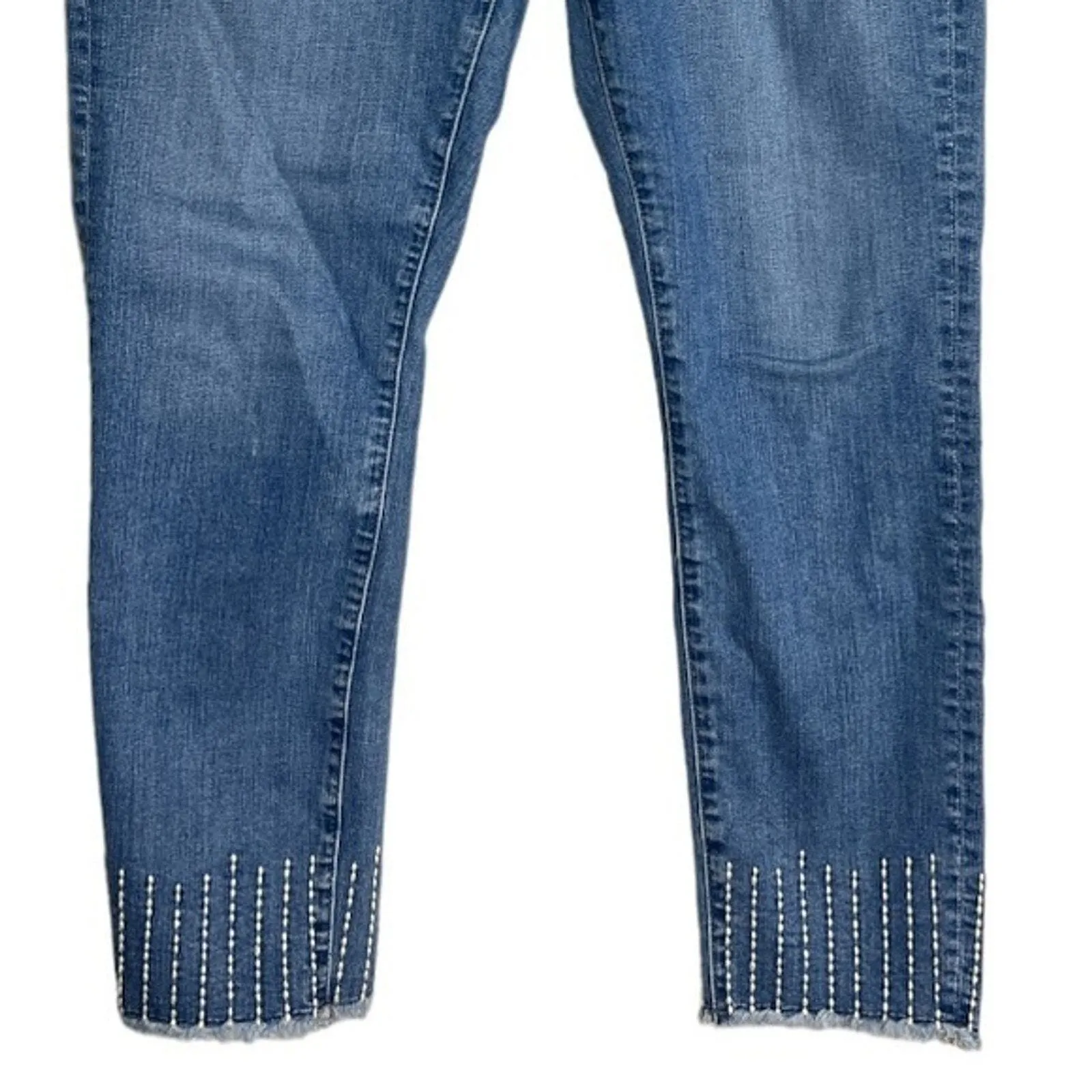 Loft Jeans Womens 10 30" Modern Skinny Crop Blue‎ Raw Hem Embroidered Hem Casual - Image 5