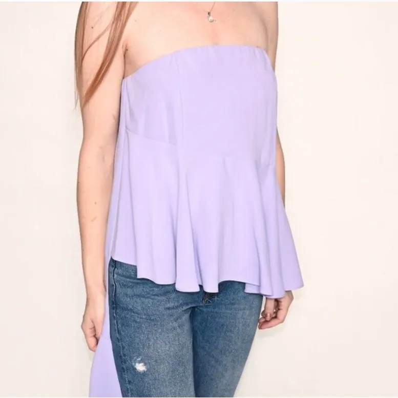 Amanda Uprichard Strapless Lavender Flowy Ruffle Top Size Large NWOT - Image 4