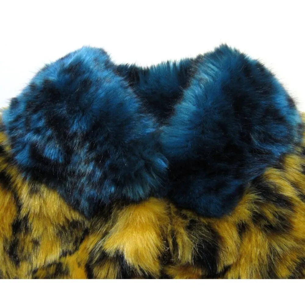 NWT SpiritHoods Unisex Yellow Cheetah Calf Length Faux Fur Coat S $249 - Image 9